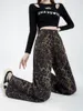 Jeans femininos 2024 Spring Leopard Women Women High Solte Large Large Denim Pants Y2K Streetwear Troushers Jean Pantalones 6376