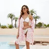 Women's Beach Cape Summer Cardigan Lady Sexig Chiffon Shirt Sun Protection Shawl Holiday Bikini Blouse Flower Cloak Wholesale