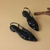 Klänningskor Phoentin Glitter Low Heels Pointed Toe Slingbacks Pumpar Bling Sequin tyg Kvinnor Plus storlek 34-43 FT3349