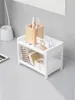 Hooks 1PC PP Desktop Double-Caler Storage Rack Rack Rectangulaire Blanc Organisation du bureau Student Office Cosmetics Stationerale