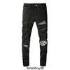 Hochwertiger AM Slim Fit Designer 8538 Trendy Brand Elastic Paint Hole Patch Herren Jeans Fit und Straßenauftritt