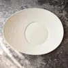 Plates Pure White Oval Thread Special-shaped Shallow Plate High-end El Restaurant Club Ceramic Tableware Flat