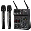 Microphones 4 Channel Audio Mixer Professional UHF trådlöst mikrofonsystem Stage Performance Karaoke Microphone Sound Mixer Phantom Power