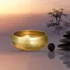 装飾的な置物ネパールサンスクリットボウルヨガ瞑想療法は、木製のスティッククラフトでchan唱する明確なブッダチベットンを考える