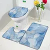 Mattes de bain Abstract Blue Marble Mat Set Gold Ligne Texture MODERNE MODE MODE MOTEUR DÉCOR DÉCOR DÉCOR SAGRES UNE COUPE DE COUCHE DE TOIlet en forme