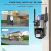 Telecamere 4K 8MP Camera WiFi Outdoor 8x Zoom Tre lente a doppio schermo Audio Home Security PTZ Tracciamento automatico Videocromo CCTV Sorveglianza