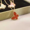 Modedesigner Anhänger Halsketten Klee Schmetterling Halskette Damen 18K Roségold Glücksgras Pendell