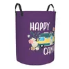 Sacs à linge Happy Camper Flowers Panier imprimé pliable Cartoon RV Camping Baby Hamper for Nursery Toys Organizer Rangement Bacs