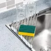 Kitchen Storage Roll Up Triangle Dish Drying Rack Sink Organizer Corner Over The Sponge Rag Holder Foldable Stainless Steel Drainer