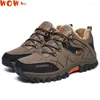 Fitnessschuhe Winter Männer Turnschuhe Leder Wanderschnee warm warmes Fell Non -Slip Outdoor Kletter Trekking Taktischer Jagdkampf