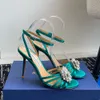 Aquazzura 95mm Sandálias estiletas Crystal Decorativo Torno