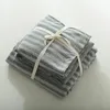 Ensembles de literie 4pcs Coton Elegant Grey Grey Striped Huite Cover Set Super Soft Jersey tricoté de caoutchouc de feuille d'ajustement gris