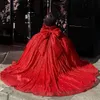 Stunning Red Princess Dresses Sparkly Prom Ball Gown Off Shoulder Glitter Sequins Diamond Vestido De Quinceanera Bow 15 Masquerade Dress