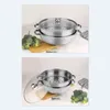 Double chaudières à vapeur alimentaire en acier inoxydable 28cm 2 couches Pot de cuisson mini mini-coclai de riz