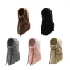 Boinas unisex la tapa de balaclava elástica de la elástica bufanda tibio gorro para mujeres cuello con capucha a prueba de viento en terciopelo ártico