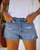 Damesjeans in broek elastische mid op rijen denim shorts gaten coquette Koreaanse kleding Japanse 2000s stijl y2k zomer broek