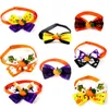 Hondenkleding 5 -stks vlinderdas Pompoenstijl verstelbare puppy kat schattige schoonheidsproducten Halloween Pet Pasties Accessoires