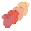 4pieces pamuk doğumlu bodysuit baskı bebek kız kıyafetleri kısa kollu romper çocuk setleri hayvan 012m yaz bebes 240327