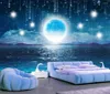 Wallpapers cjsir Custom Wallpaper Water Rose Bright Moon Sky Stars landschap woonkamer slaapkamer tv -achtergrond muren muurschildering 3D