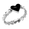 Anneaux de mariage Boho Vintage Black Heart For Women Bridal Engagement Party Bijoux Cadeaux en gros