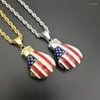 Pendant Necklaces Hip Hop Stainless Steel American Flag Boxing Gloves Pendants For Men Jewelry Drop