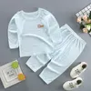 Zestawy dla dziewcząt Baby Summer Sleepar cien typ chłopiec stroje Pure Cotton Suit Dzieci Pękamy Klimatyzacja Noszenie koszulki nocnej 240325