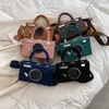 Axelväskor flickor rolig kreativ kamera form väska damer vintage matt läder boxy messenger kvinnliga designer tote bolsa