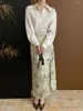 Женские блузки китайский жаккард подвесной пригородная булочка с длинными рукавами рубашка для одиночной грудь 2024