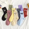 Women Socks Personalized Emoticon Pattern Mid-calf Sweat-absorbent Anti-odor Breathable Stockings Trendy Jacquard Couple