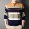 Hemden Neue hochwertige Männer mit langem Ärmeln Polo -Hemd Golf Sportbekleidung Luxus schlanker Fit Button Revers T -Shirt Marke Casual Herren Kleidung