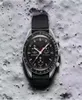 22 lata misji Jupiter Bioceramics Moon Watch Swiss Quartz Chronograph Watch SO33C100 Real Beige Ceramic Black Nylon Pasp CA1905034