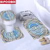 Rideaux de douche Boho rideau rayé étanche en polyester tissu de salle de bain de salle de bain couvercle de couvercle de toilette et tapis de piédestal sans glissement