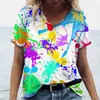 Magliette da donna maglietta t-shirt tie-dye stampato casual pullover casual Fashion a V-Neck Short Short Summer Speose Speose Female Daily Daily Streetwear