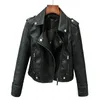 Korean Version of Slim PU Leather Jacket Womens 2024 Spring / Autumn Winter Motorcycle Leather Short Coat 240402