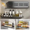 Keukenopslag kruidenrek muur gemonteerde houder punch-free kruiden organizer opvouwbare planken aluminium legering