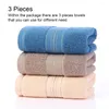Towel 3 Pieces Set Water Absorbent Replacement Soft Washable Skin-friendly Solid Color Household Bathing Towels Washcloth