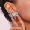 Stud Earrings Exaggerated Personalized Ray Fan Shape Dold Silver Color Waterproof Stainless Steel Trendy Women's 2024