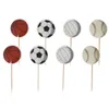 Coupes jetables Paies 48pcs Child Birthday Party Style Style Sports Theme Basketball Football Volleyball Baseball Forme Cake Topper