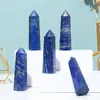Figurines décoratives purs naturels afghan lapis lazuli cocnue à point simple six ornements de décoration de maison prisme
