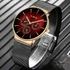 Montres Lige New Fashion Mens Watchs Top Brand Quartz Watch Men Mesh Steel Imperproofrproof UltraHin Wristwatch pour hommes Sport Clock