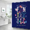 Shower Curtains Nordic Poster Flower Butterfly Printing Curtain Bathroom Wet And Dry Separation Hook Waterproof