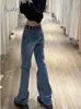 Jeans féminins 2024 Pantalon de bootcut printanier des années 90 Femme Streetwear Girl Slim Pantal