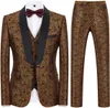 Tuxedo Clothing Mens Sust Slim Fitting 3-часовой хвостовой комплект подходит для бала для свадебной вечеринки Paisley Late Prants Costume 3 Uvgo