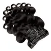 Ondulé long dans des extensions naturelles noires vierges brésiliennes de corps humain clip instend 8pcs 120g Produits capillaires Virg