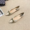 Casual Shoes Large Size Pointed Flat Single Soft Sole Anti-skid Ladies Bow Knot Ballet Luxury Comfortable Women's
