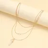 Anhänger Halskette Trendy Farbe Naturstein mehrschichtiger Halskette für Frauen Retro Heart Moon Charm Gold Kettenkragen Schmuck Schmuck