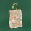 Gift Wrap StoBag 5pcs Flowers Kraft Paper Bag Tote Packaging Cake Candy Snack Weeding Kid Party Shopping Suppily Decoration Wholesale