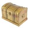 Retro drewniane pudełko na pudełko ornament skarbowy klejnot piersi