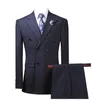 Costumes masculins 2 pièces costumes hommes à rayures Busined Grey Groom Tweed Wool Brown Tuxedos pour le mariage du soir (Blazer Pantalon)