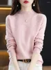 Women's Sweaters Long Sleeve Autumn Winter Women Sweater Merino Wool Hollow Mock Neck Cashmere Knitted Pullover Female Clothing Basic Tops